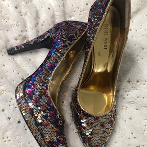 Nine West sequin platform heels- multicolor 7.5